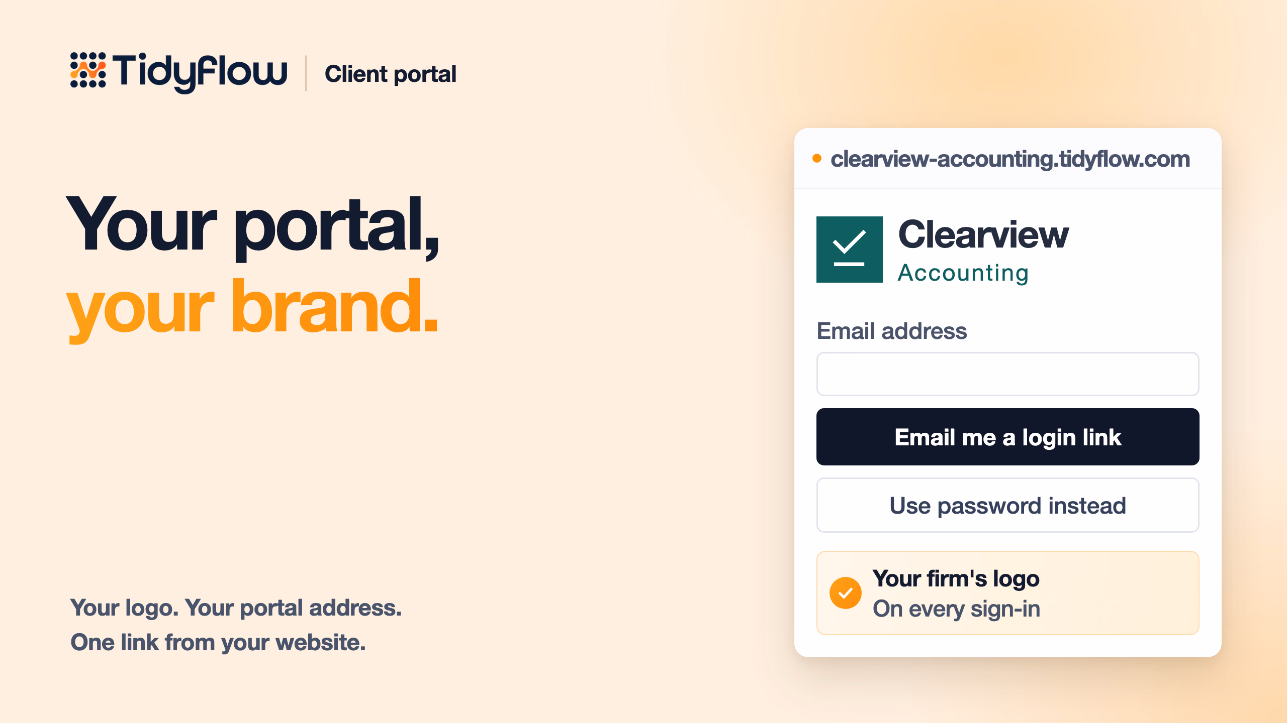 Your portal, your brand: a branded Clearview Accounting sign-in page