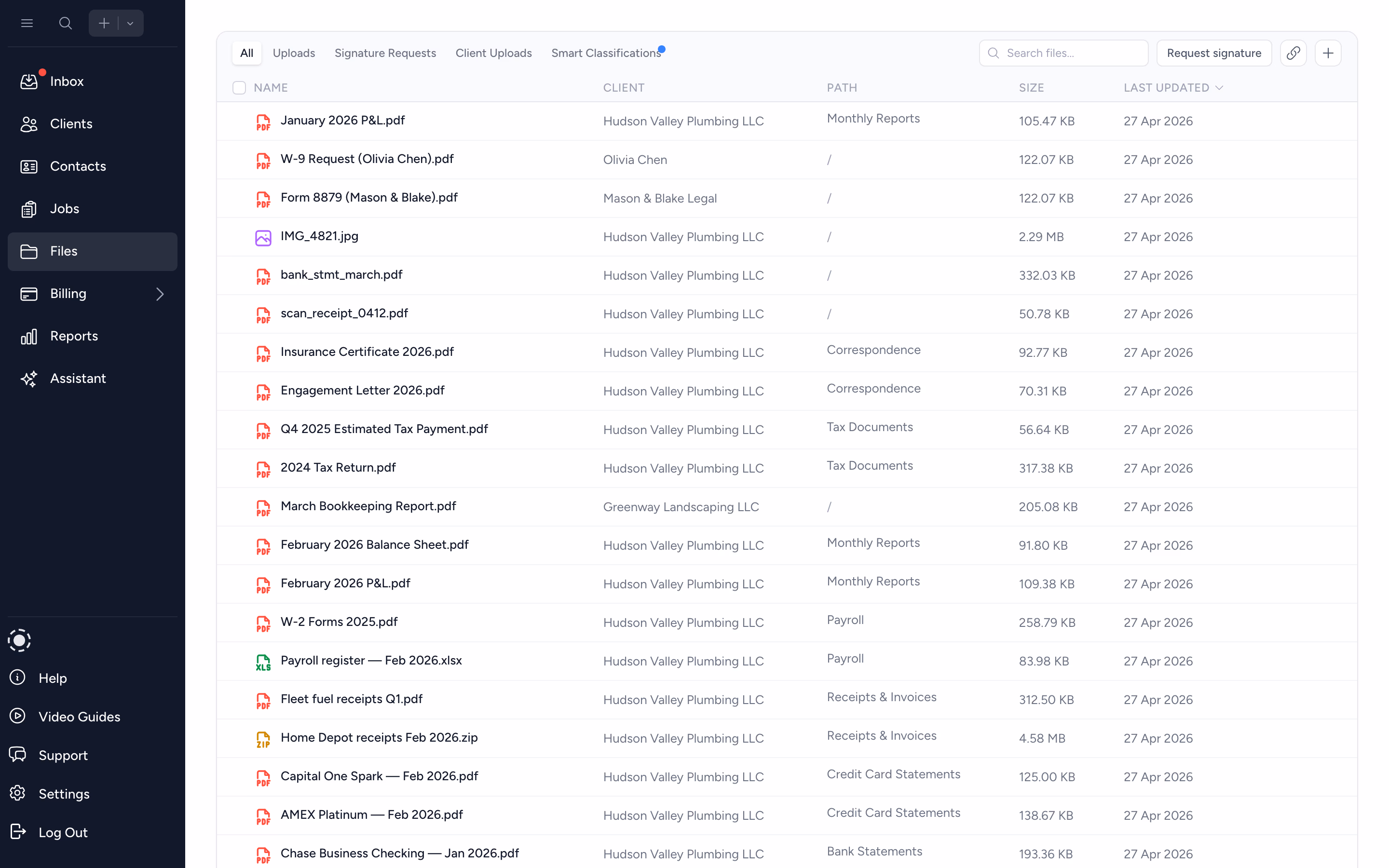 Documents Centralized for your Team and Clients.