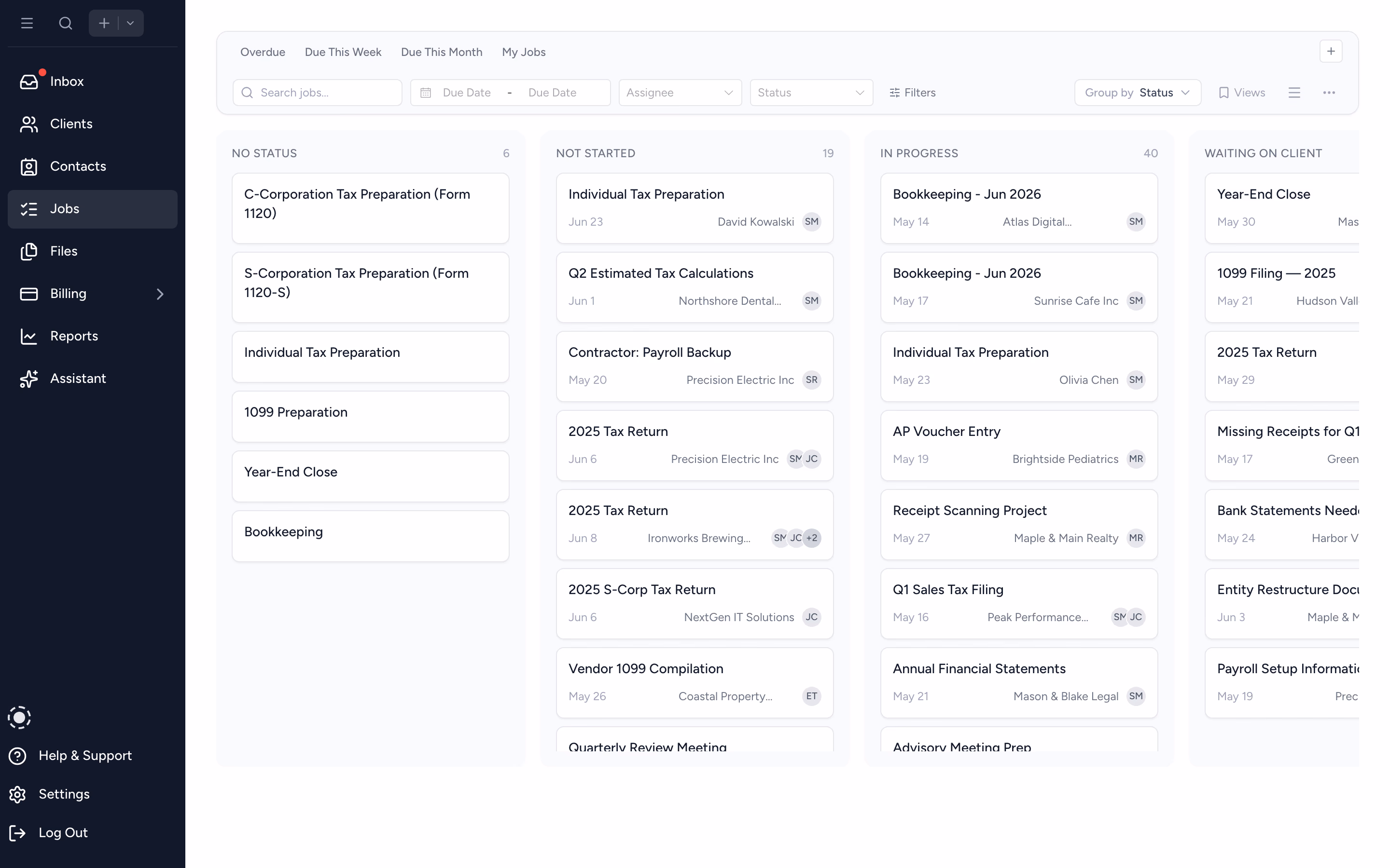 Tidyflow job board with the firm's pipeline accessible from anywhere