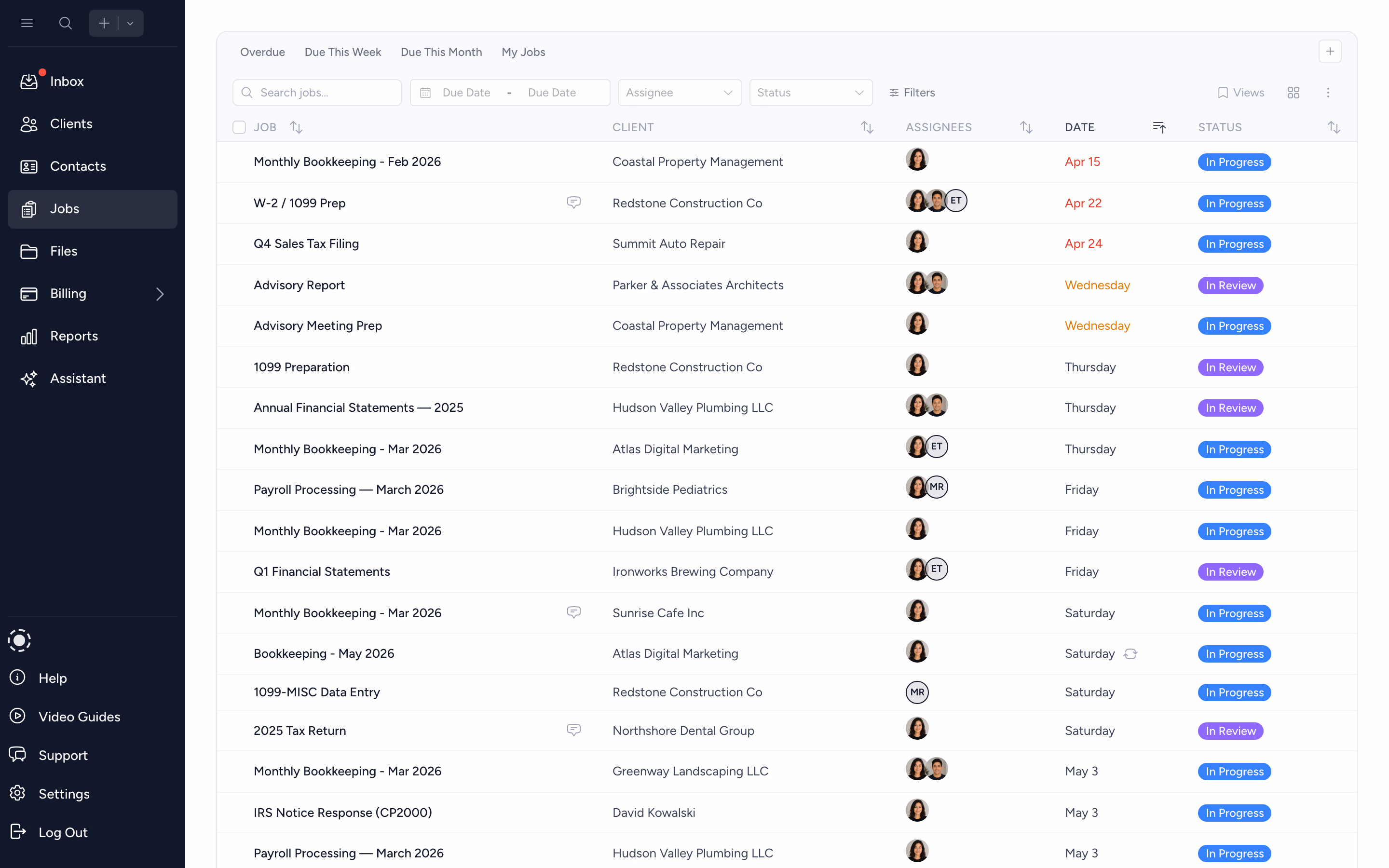 Tidyflow job list at app.tidyflow.com/jobs