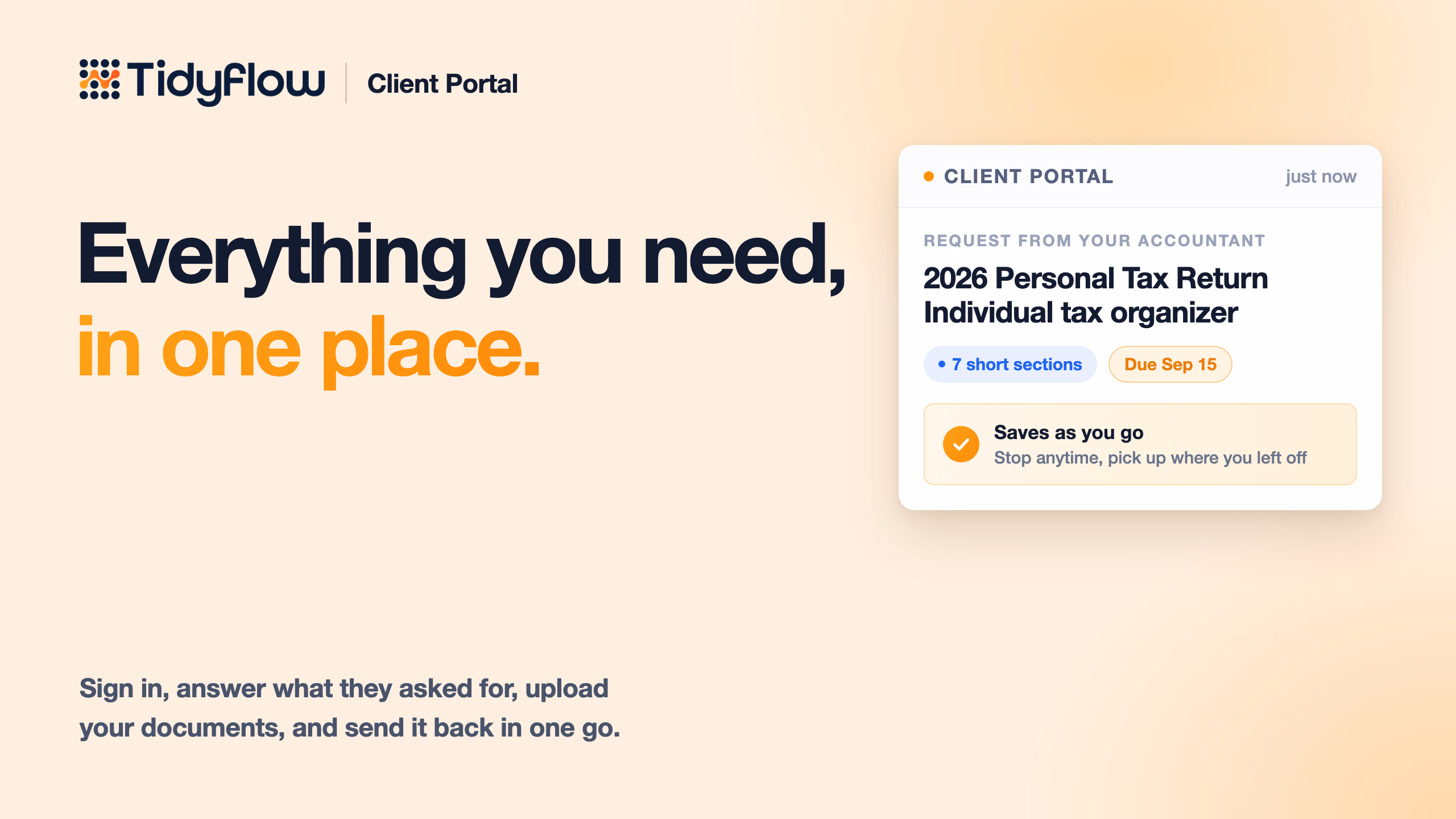 A guide to the Tidyflow client portal for the clients of an accounting firm