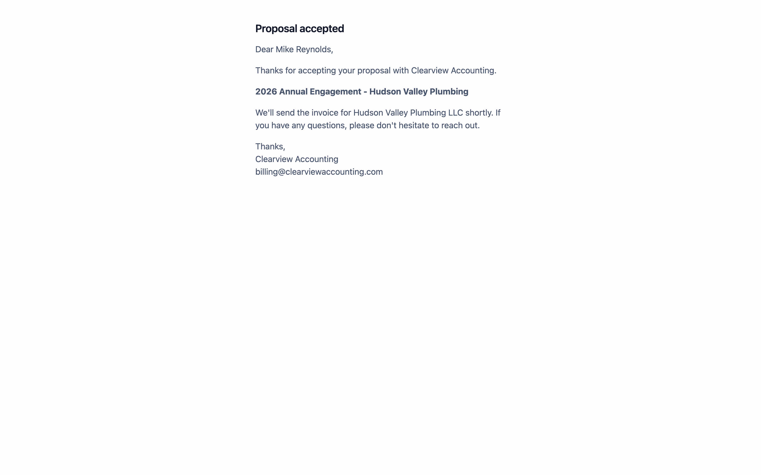 Proposal accepted notification email