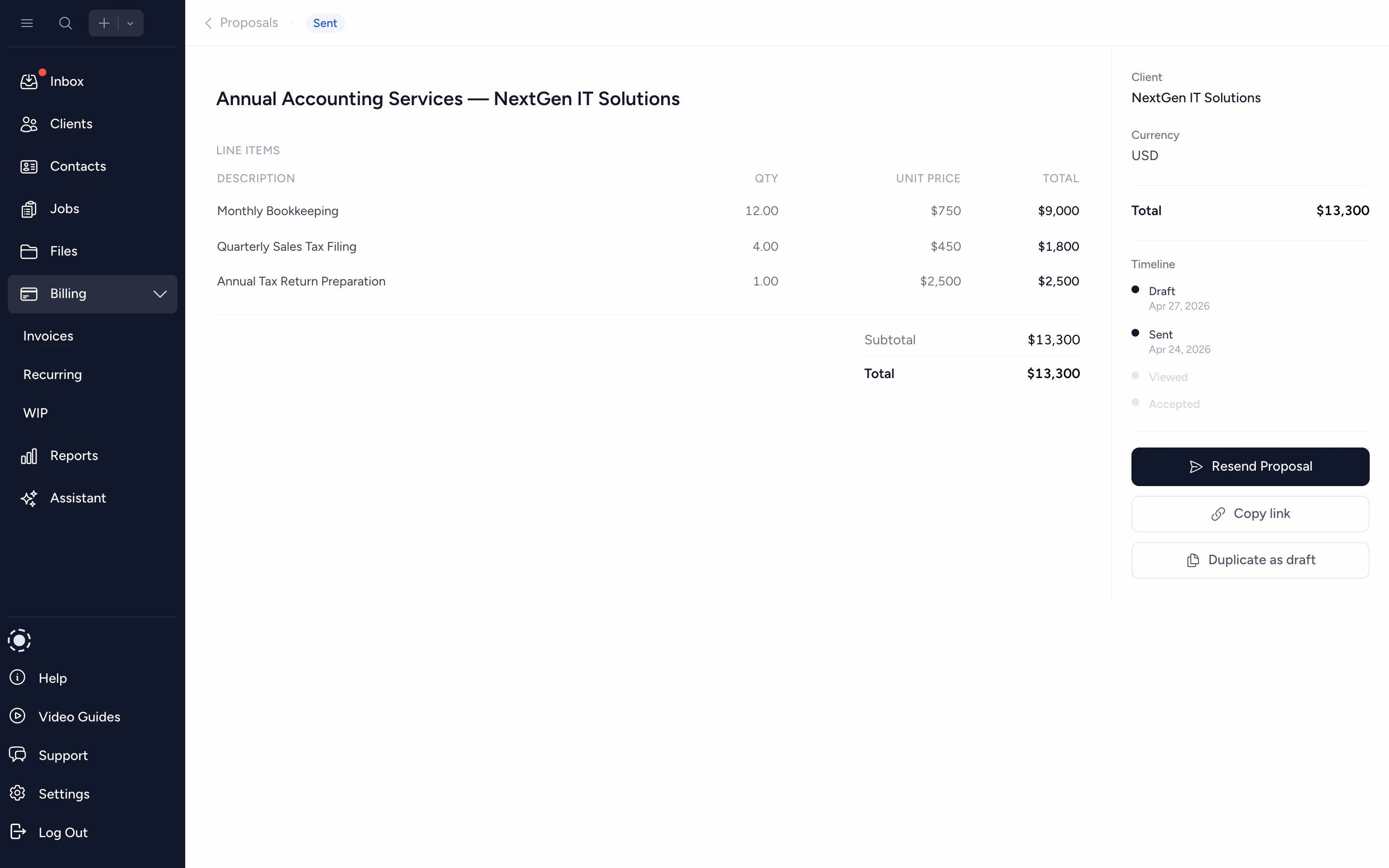 From first conversation to signed engagement, in one place.