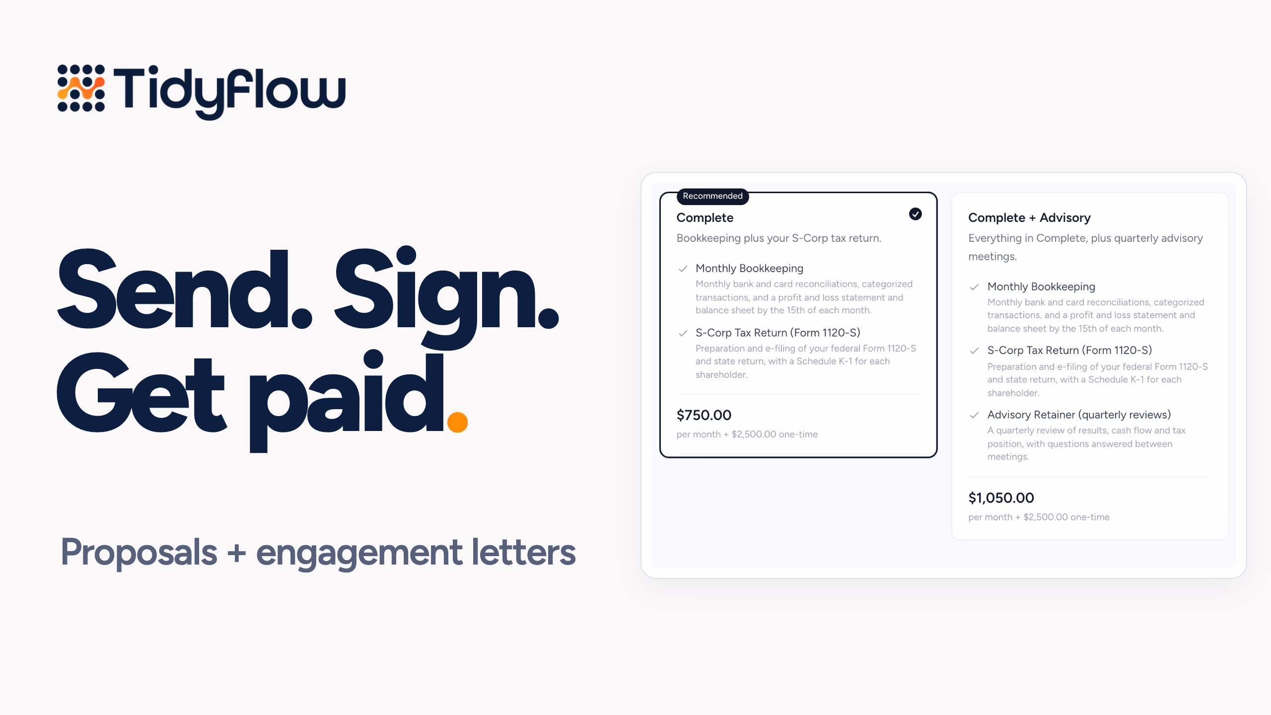 Send. Sign. Get paid. Tidyflow proposal and engagement letter walkthrough