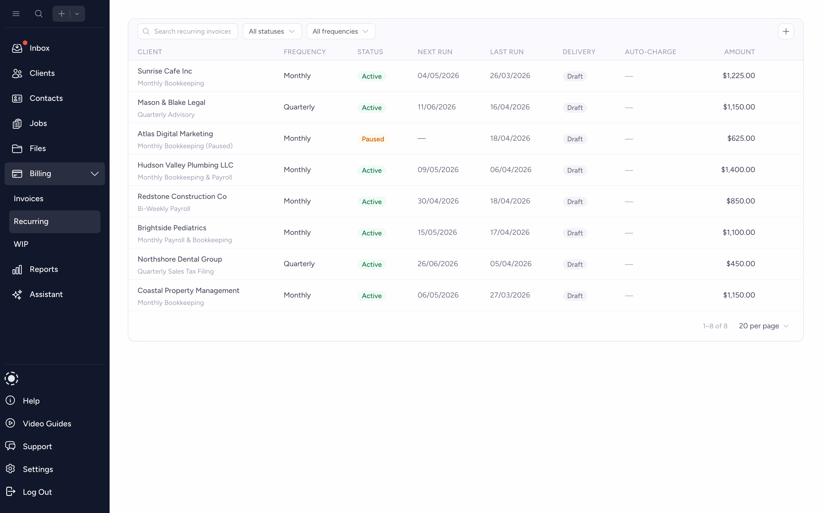 Recurring Invoices for Ongoing Work