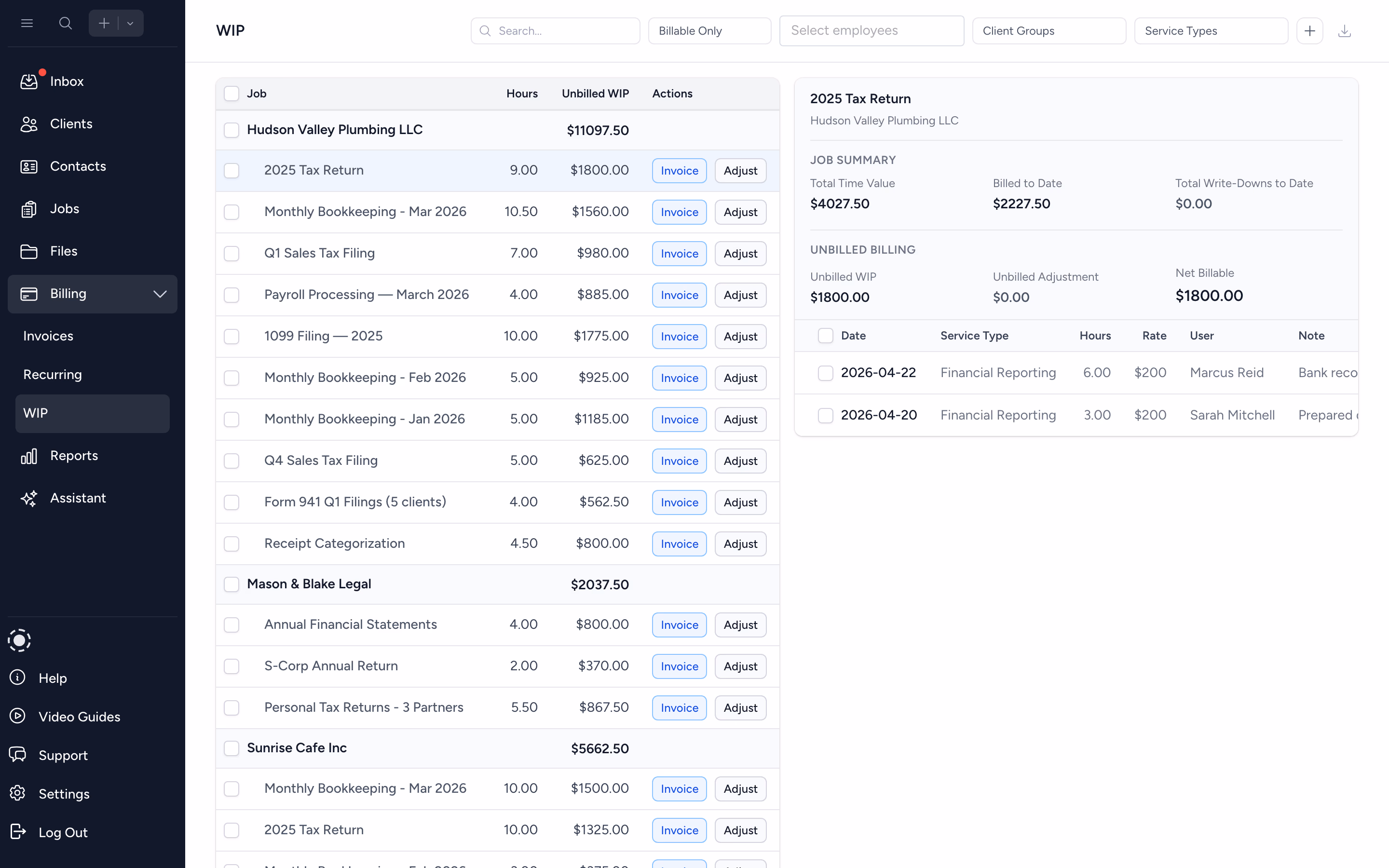 Turn Work-in-Progress (WIP) into Invoices.